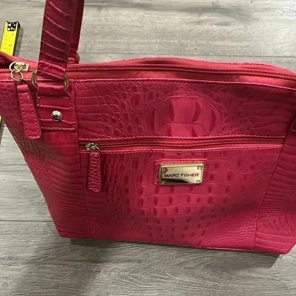 Marc Fisher Pink Faux Vegan Croc Leather Tote Bag-NWOT - Picture 3 of 8
